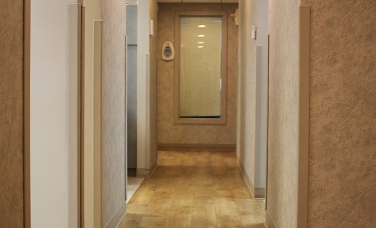 Hallway to dental treatment rooms