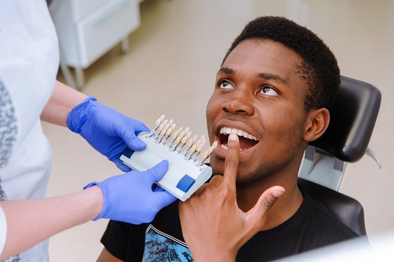 male patient preparing for cosmetic dental treatment